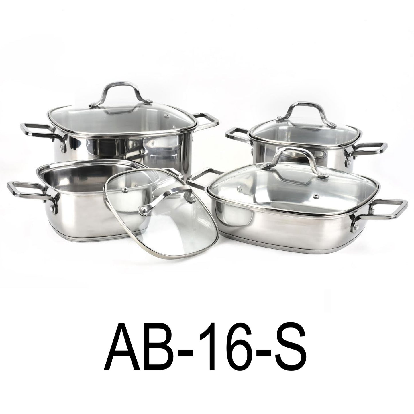 8 PC Stainless Steel 18/10 Cookware Set With Glass Lid