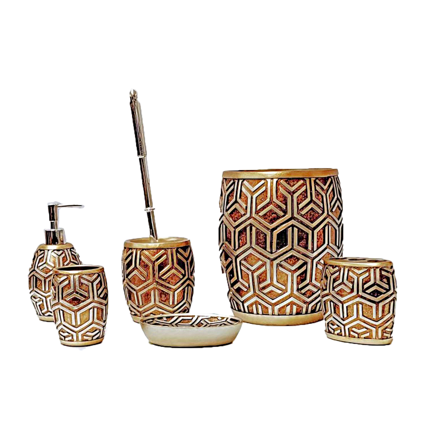 7 PC Honey Pattern Bathroom Accessories Set