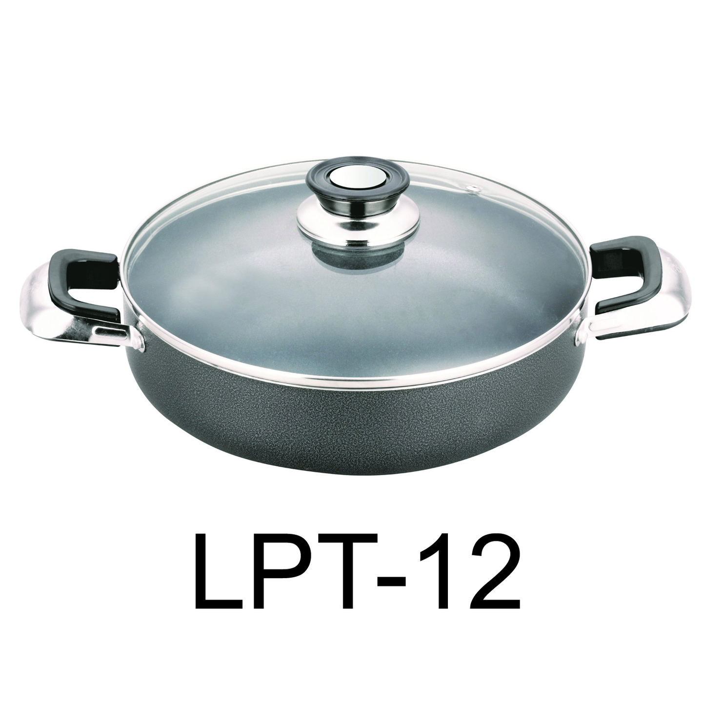 12" Low Pot Non Stick Heavy Gauge With Glass Lid