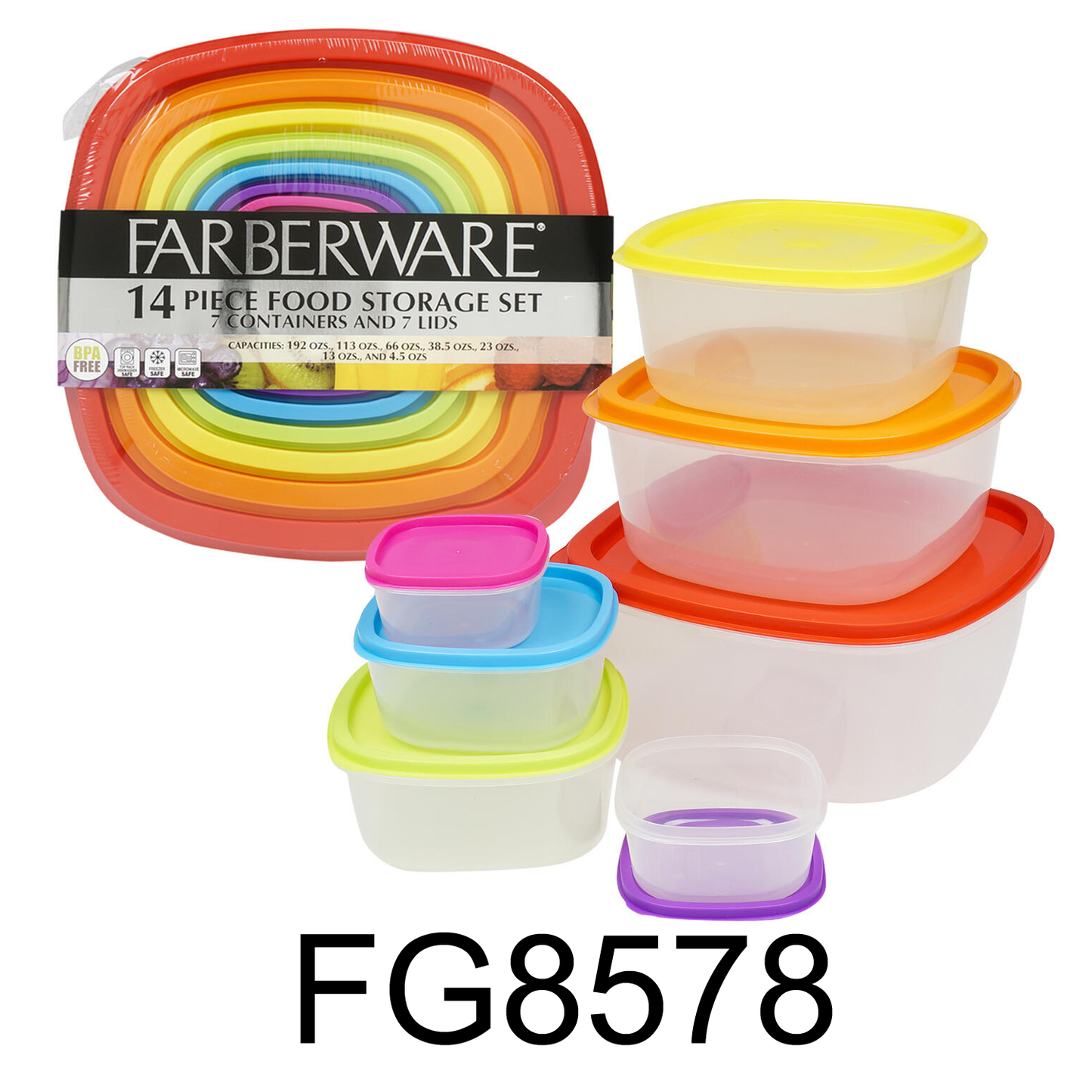 14 PC Plastic Square Food Storage Set