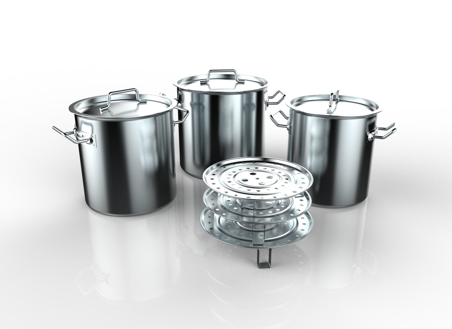 3 PC Medium Size Stainless Steel Tamales Stockpot With Steamer Rack