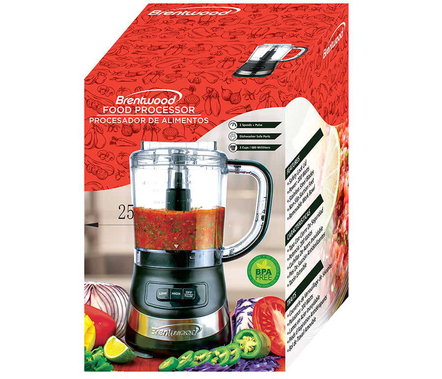 Brentwood 3 Cup Food Processor