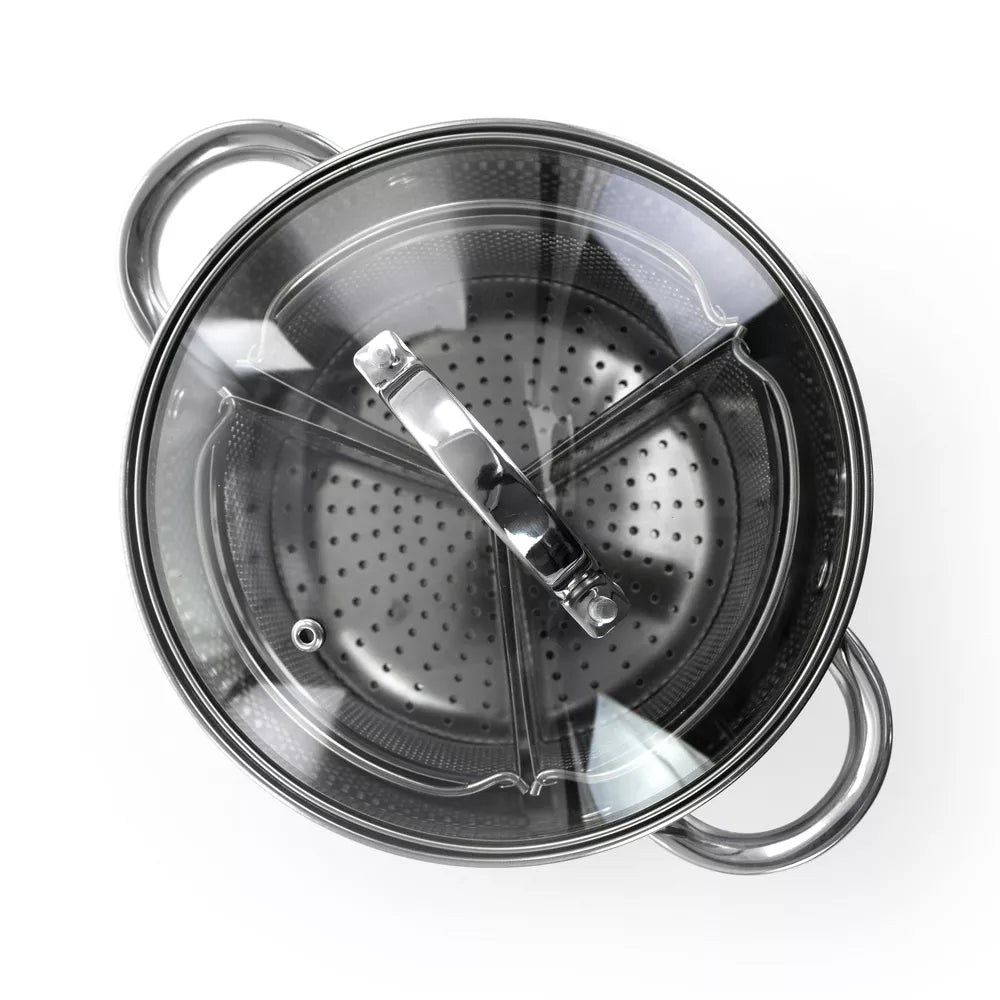 5 QT Oster Stainless Steel Dutch Oven with 3-Section Dividers