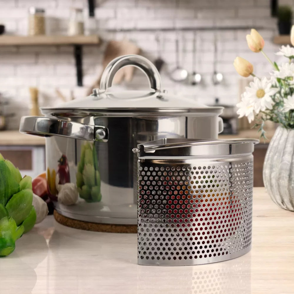 5 QT Oster Stainless Steel Dutch Oven with 3-Section Dividers