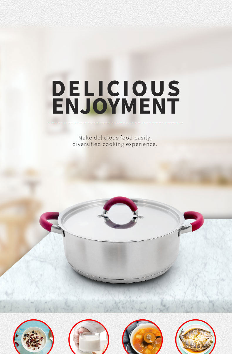 8 PC Stainless Steel Cookware Set With Silicone Handle