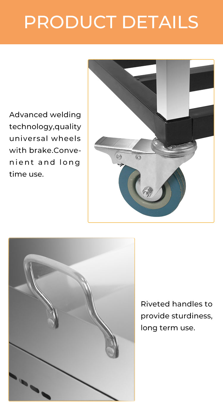 51" Stainless Steel Taco Carts With 3 Food Warmers