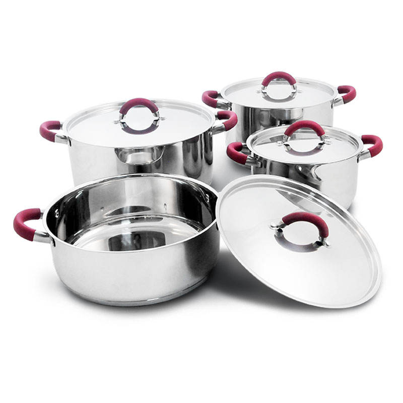 8 PC Stainless Steel Cookware Set With Silicone Handle