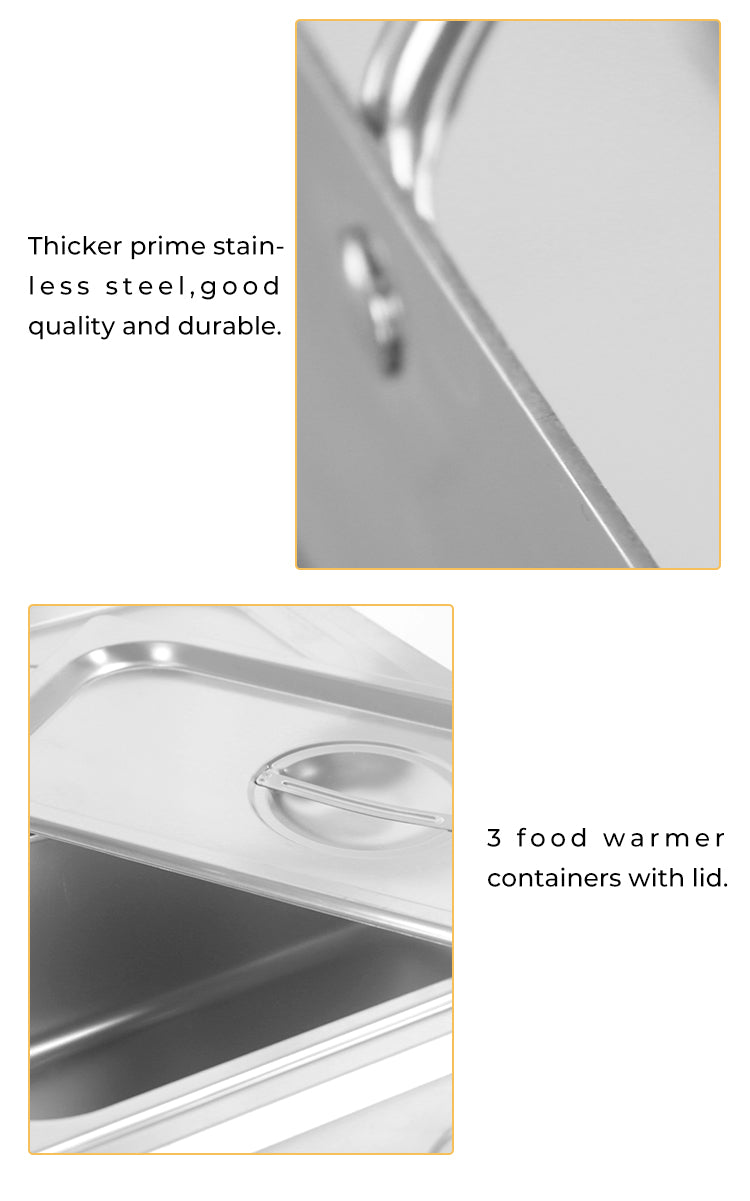 51" Stainless Steel Taco Carts With 3 Food Warmers