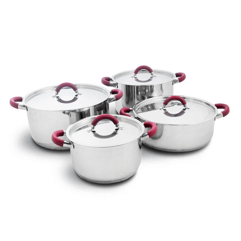8 PC Stainless Steel Cookware Set With Silicone Handle