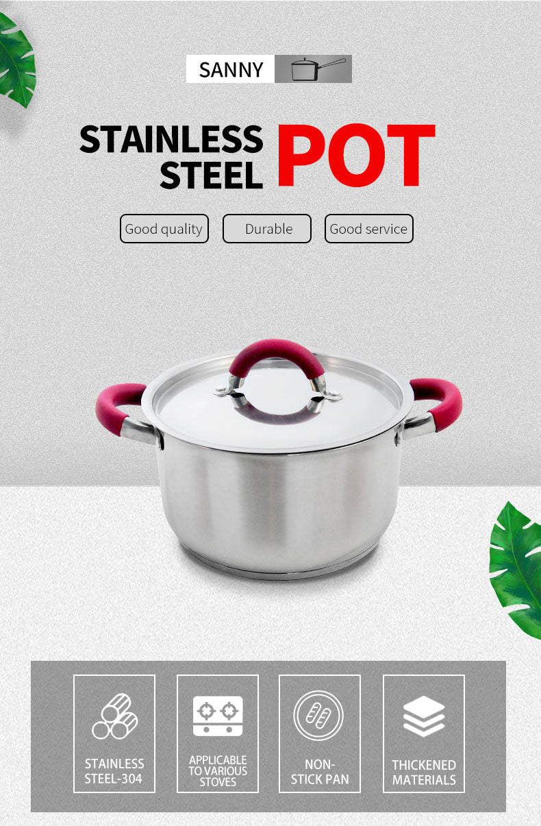 8 PC Stainless Steel Cookware Set With Silicone Handle