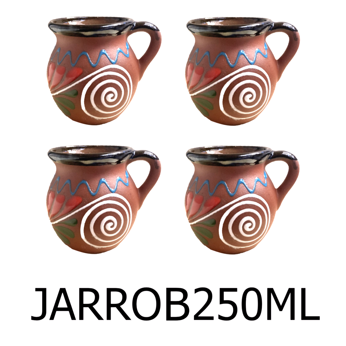 4 PC Brown Handmade Clay Mug Set