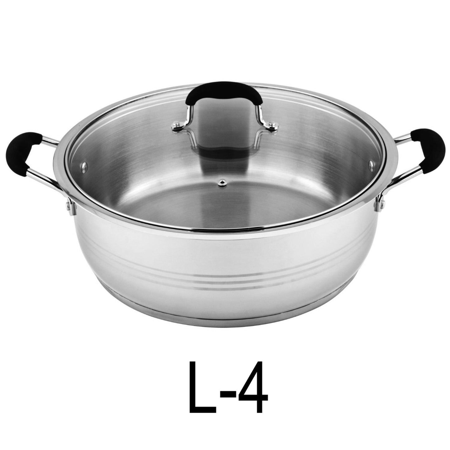 4 QT Stainless Steel 18/10 Induction Low Pot With Silicone Handle