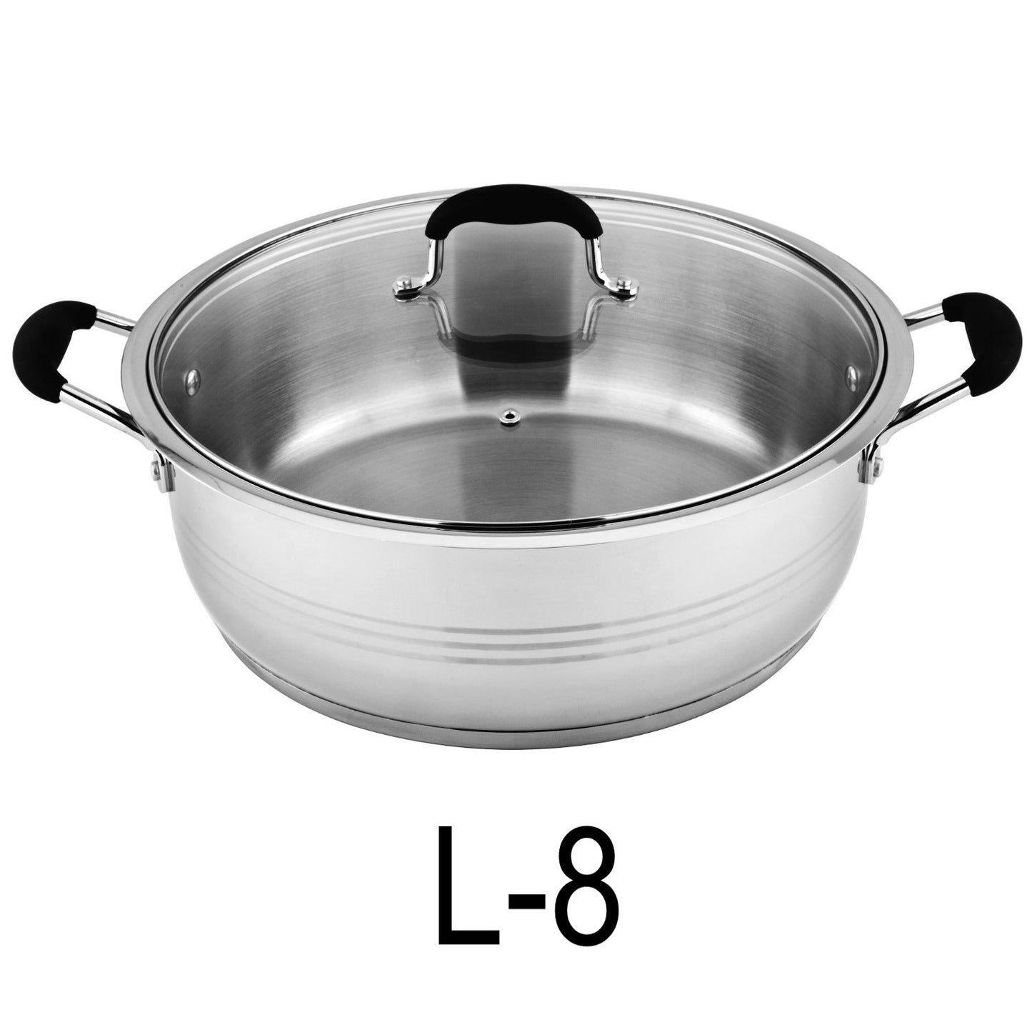 8 QT Stainless Steel 18/10 Induction Low Pot With Silicone Handle