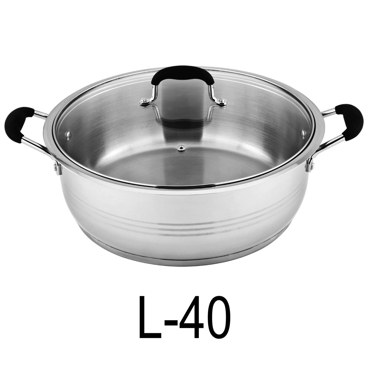 20 QT Stainless Steel 18/10 Induction Low Pot With Silicon Handle