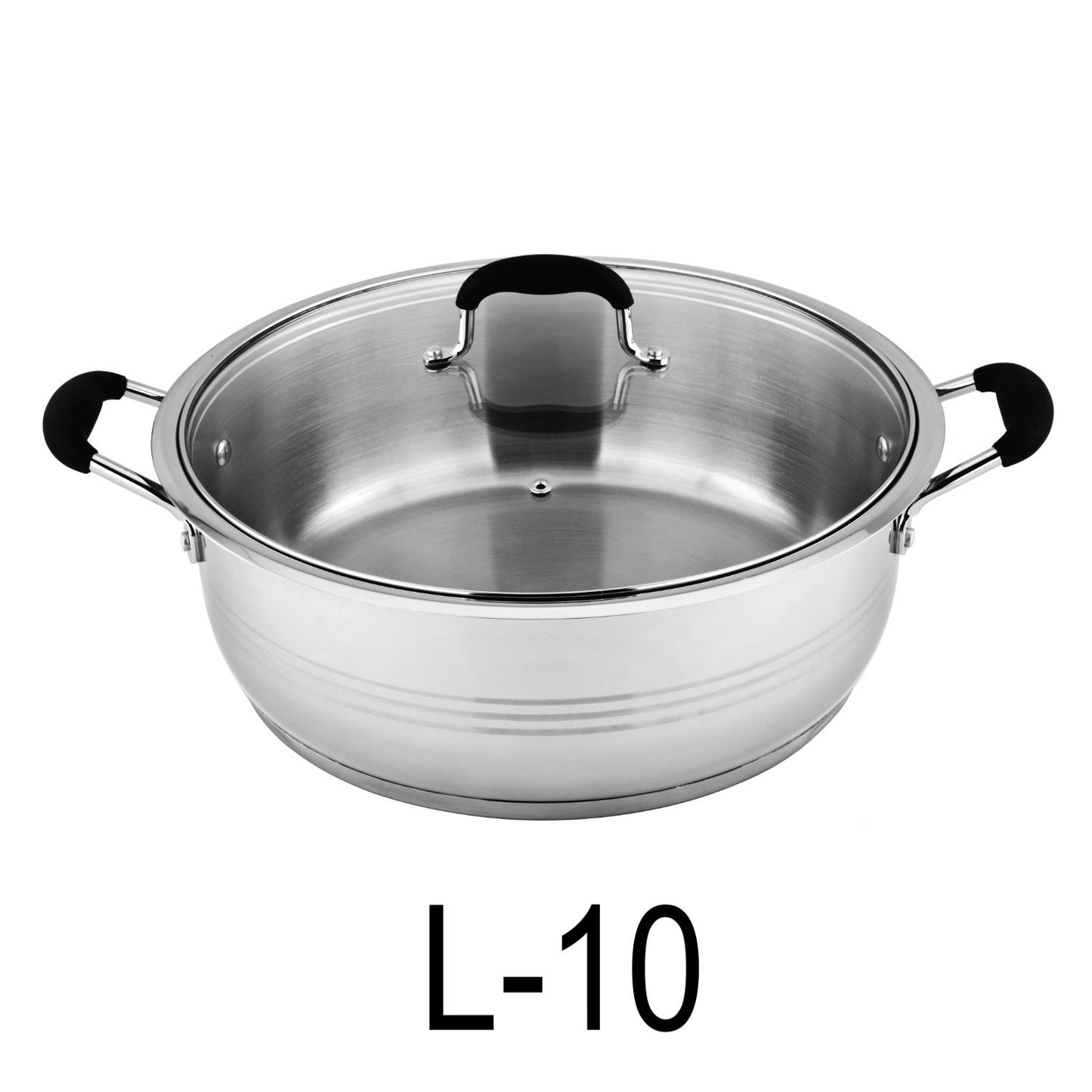 10 QT Stainless Steel 18/10 Induction Low Pot With Silicon Handle