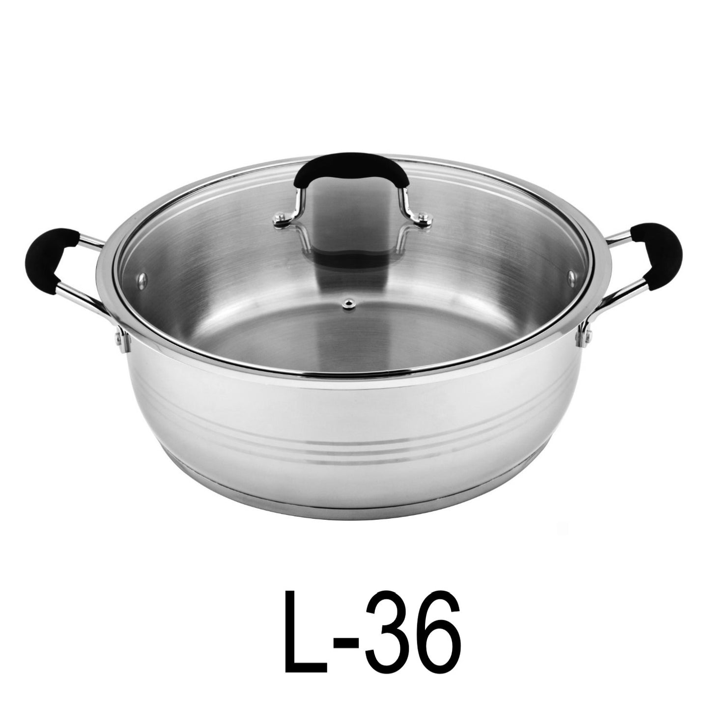 16 QT Stainless Steel 18/10 Induction Low Pot With Silicon Handle