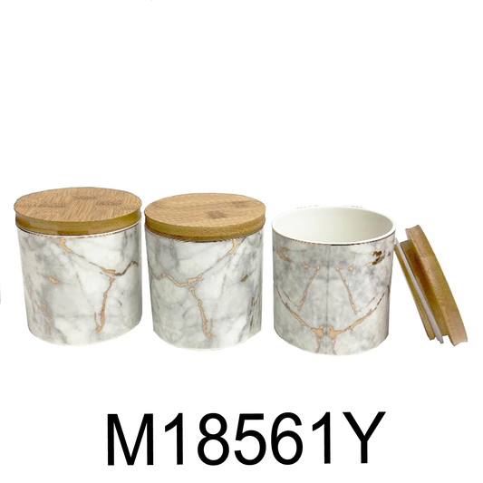 3 PC Canister Set With Bamboo Lid