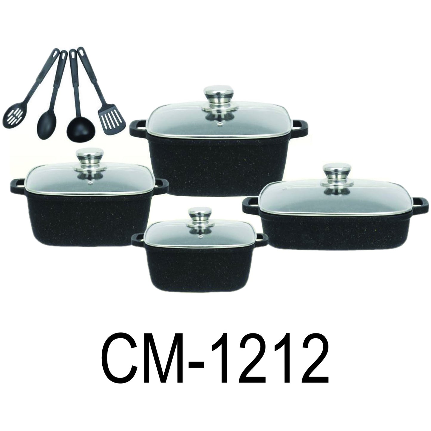 12 PC Marble Stone Non-stick Coating Cookware