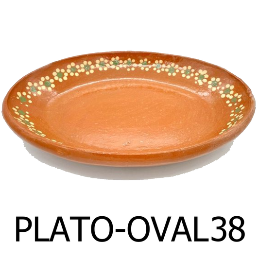 38cm Brown Oval Clay Plate - Plato Ovalado de Barro