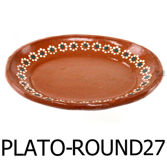 27cm Brown Round Clay Plate