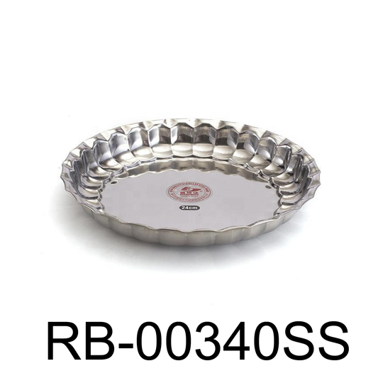 40cm Stainless Steel Round Plate - Food Serving Tray