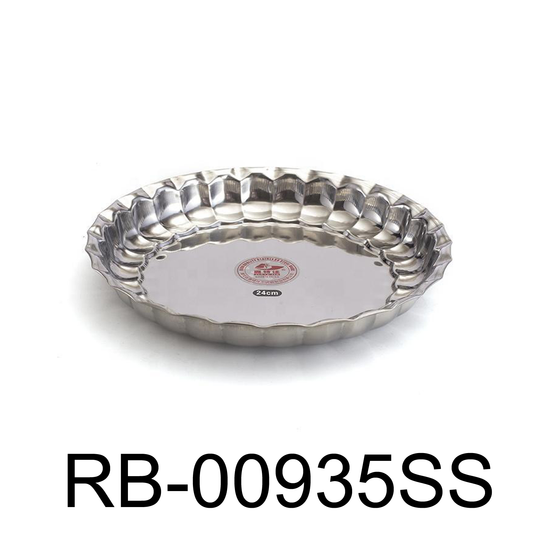 35cm Stainless Steel Round Plate - Food Serving Tray