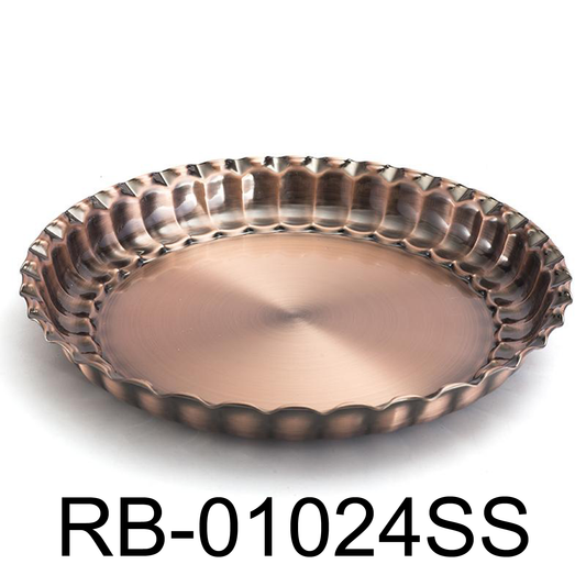24cm Copper Round Plate - Food Serving Tray