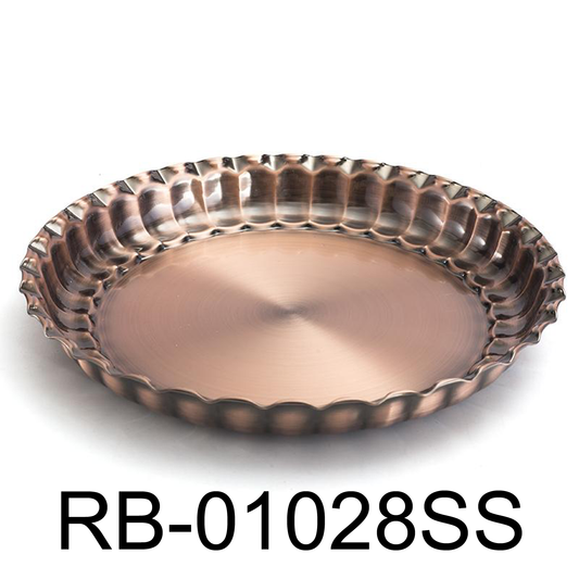28cm Copper Round Plate - Food Serving Tray
