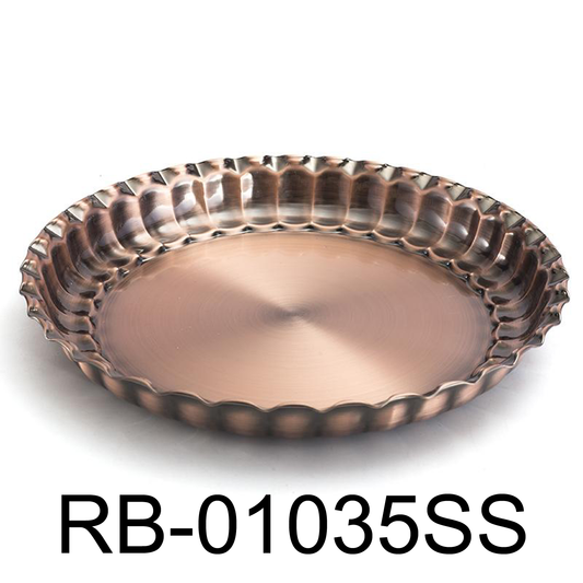 35cm Copper Round Plate - Food Serving Tray