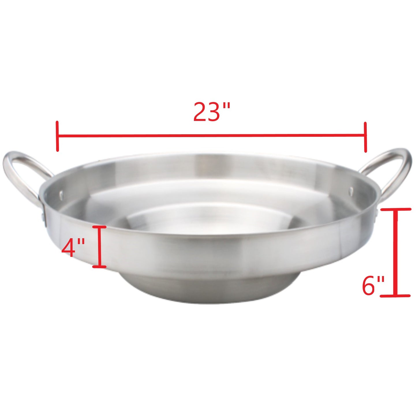 23" Silver Low Concord Stainless Steel Comal Cazo