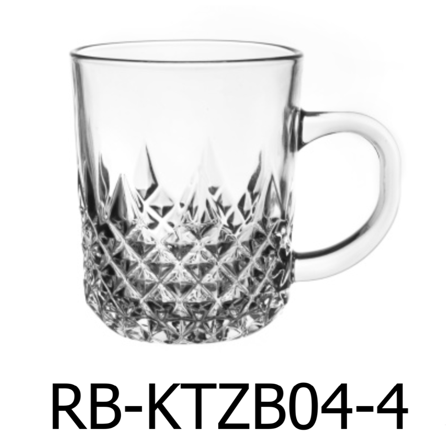 6 PC Diamond Cut Glass Mug