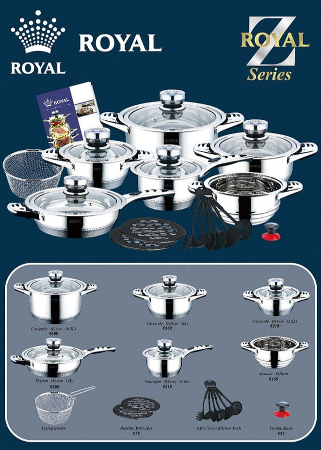 23 PC Stainless Steel Royal Cookware Set