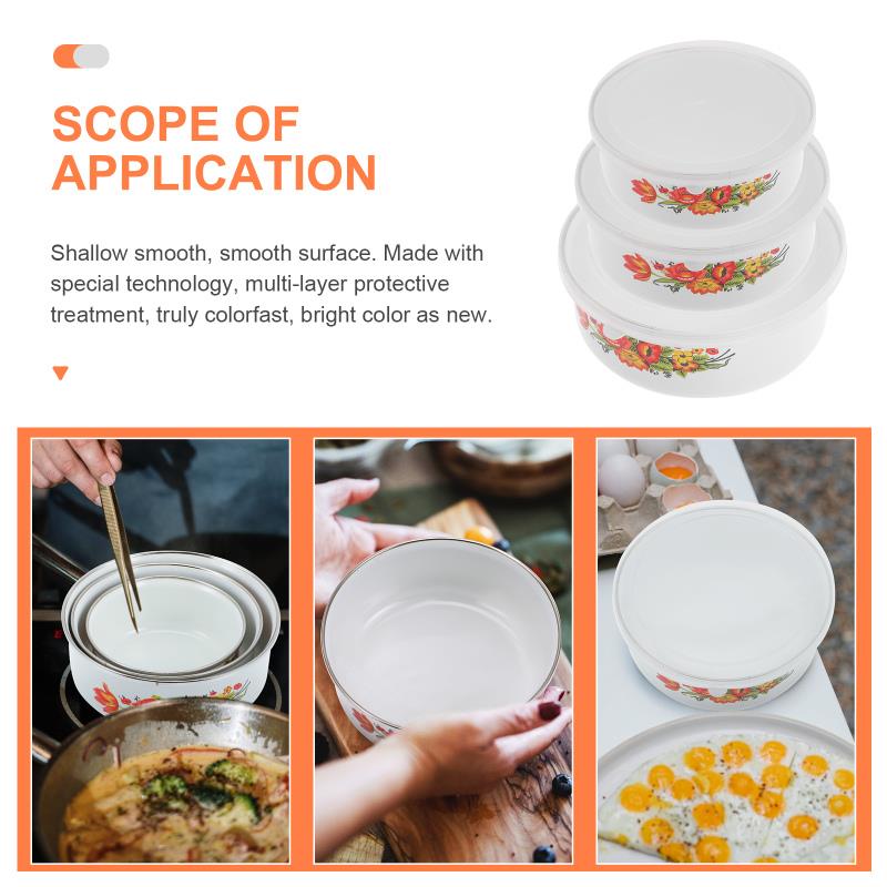 10 PC Fruits Straight Body Enamel Bowl Set