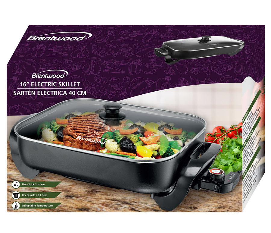 16" Brentwood Non-Stick Electric Skillet with Glass Lid