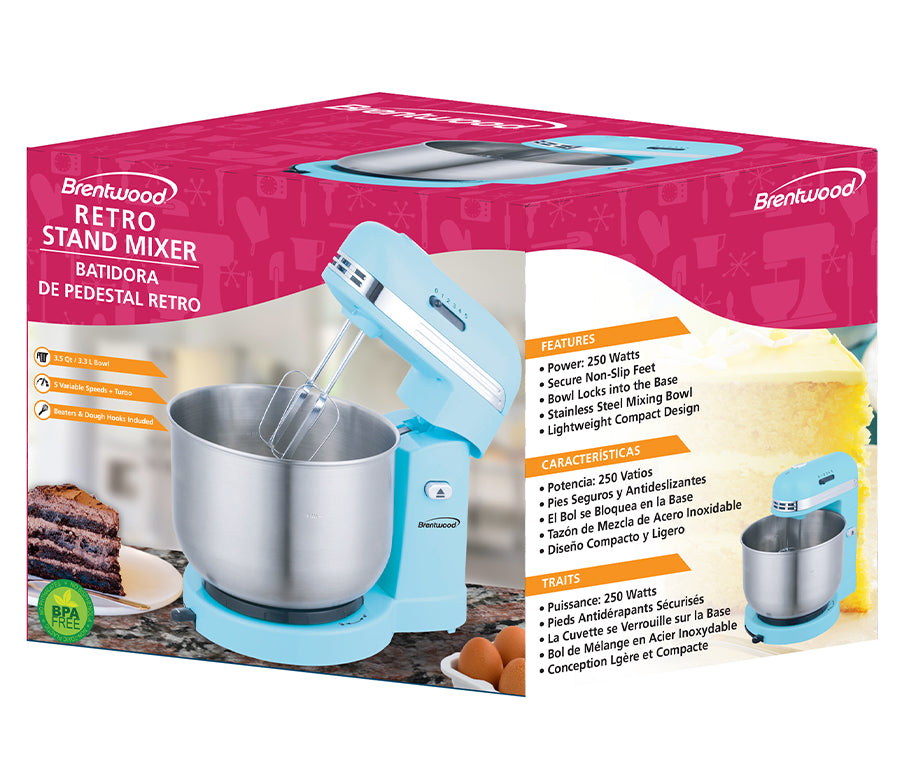 Brentwood 3.5 QT 5-Speed Stand Mixer with Stainless Steel Mixing Bowl