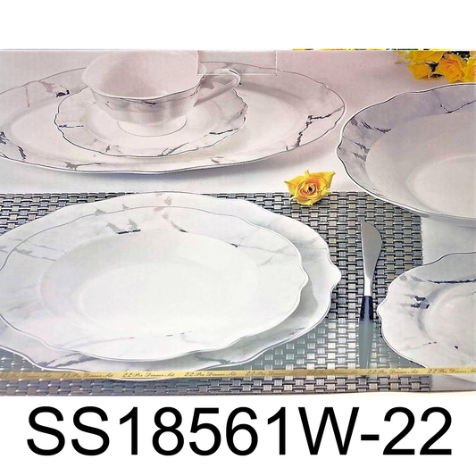 22 PC Silver Marble Dinner Set