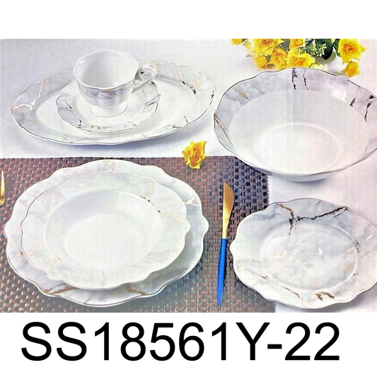 22 PC Gold Marble Dinner Set