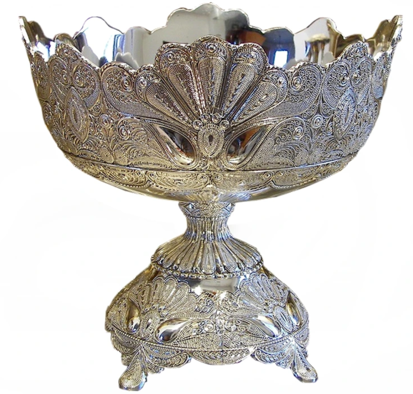 Larger Silver Plated Metal Fruit Bowl
