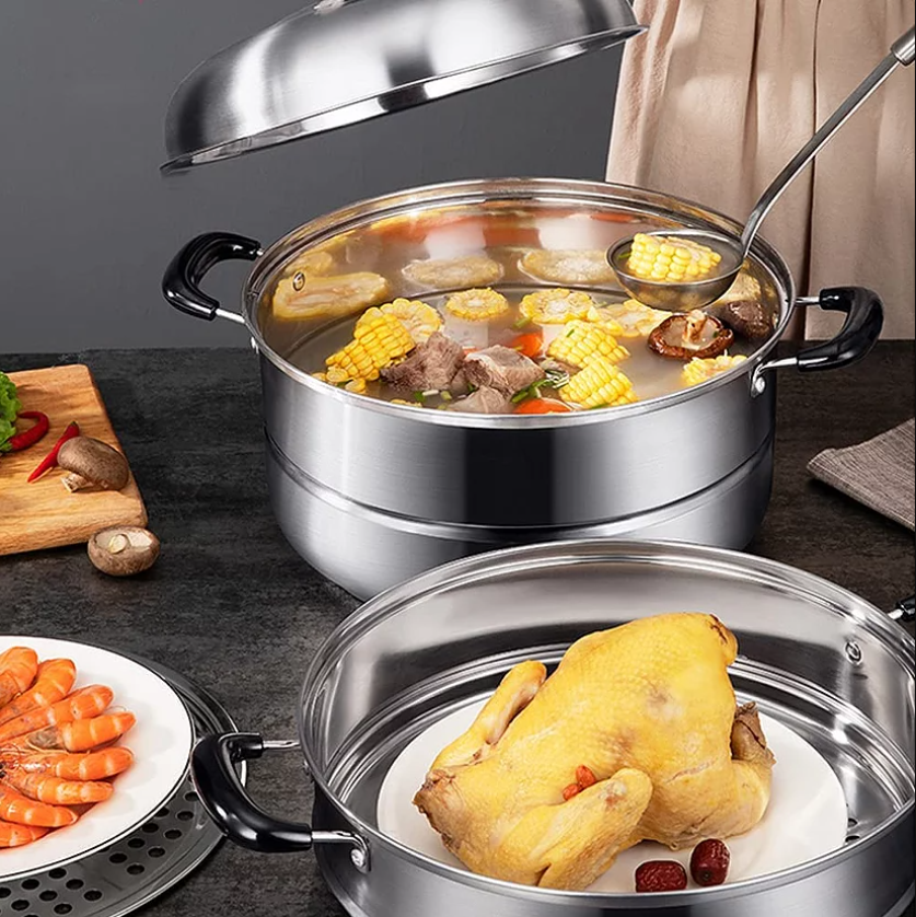 38cm Stainless Steel 3 Tier Layer Steamer