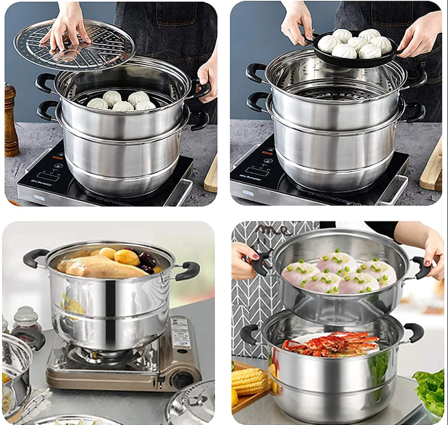 38cm Stainless Steel 3 Tier Layer Steamer