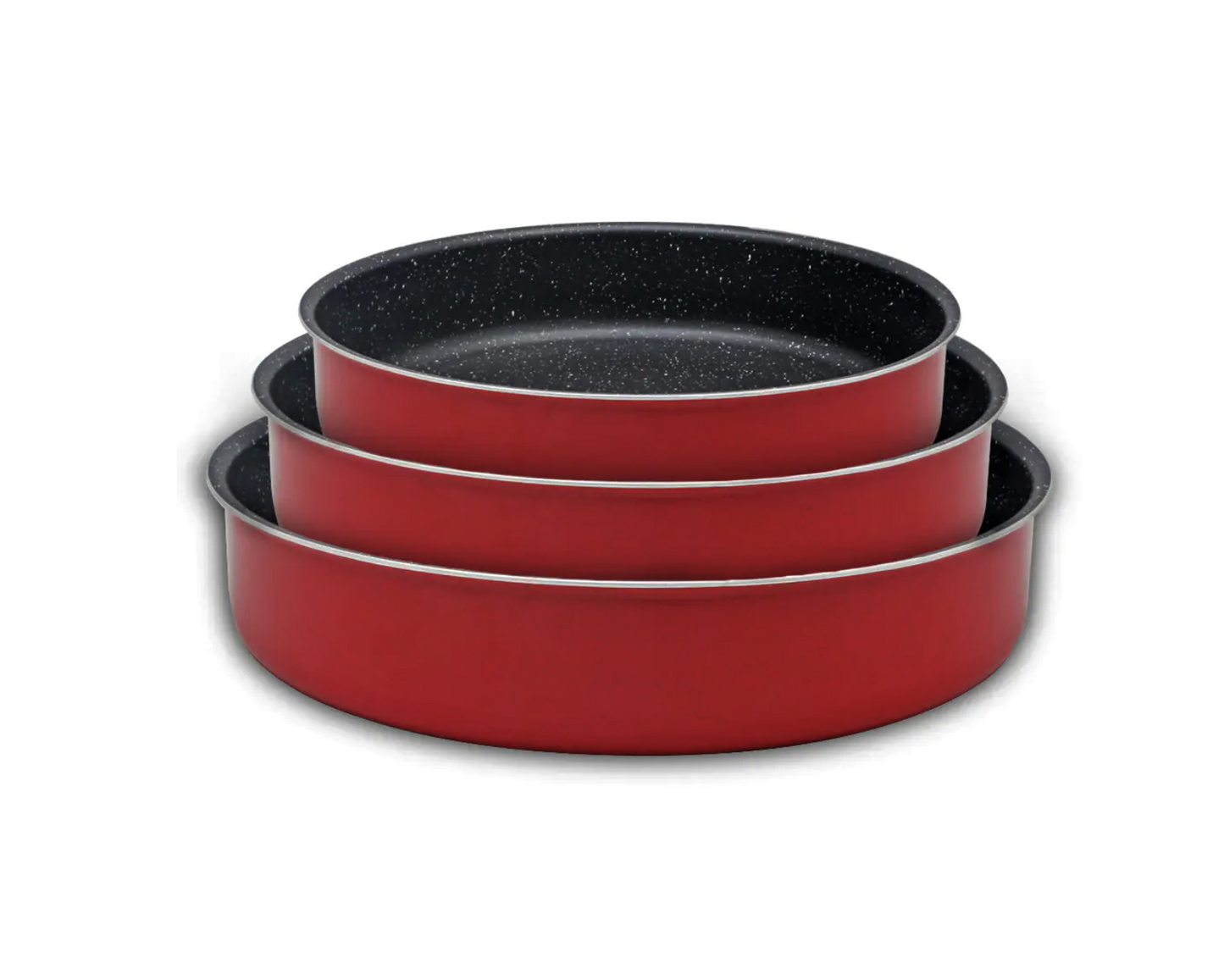 3 PC Red & Black Marble Coating Baking Tray Set