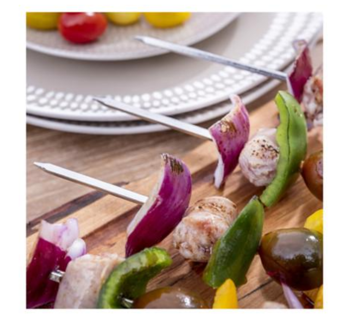 8 PC BBQ Kebab Skewer with Wooden Handle Set