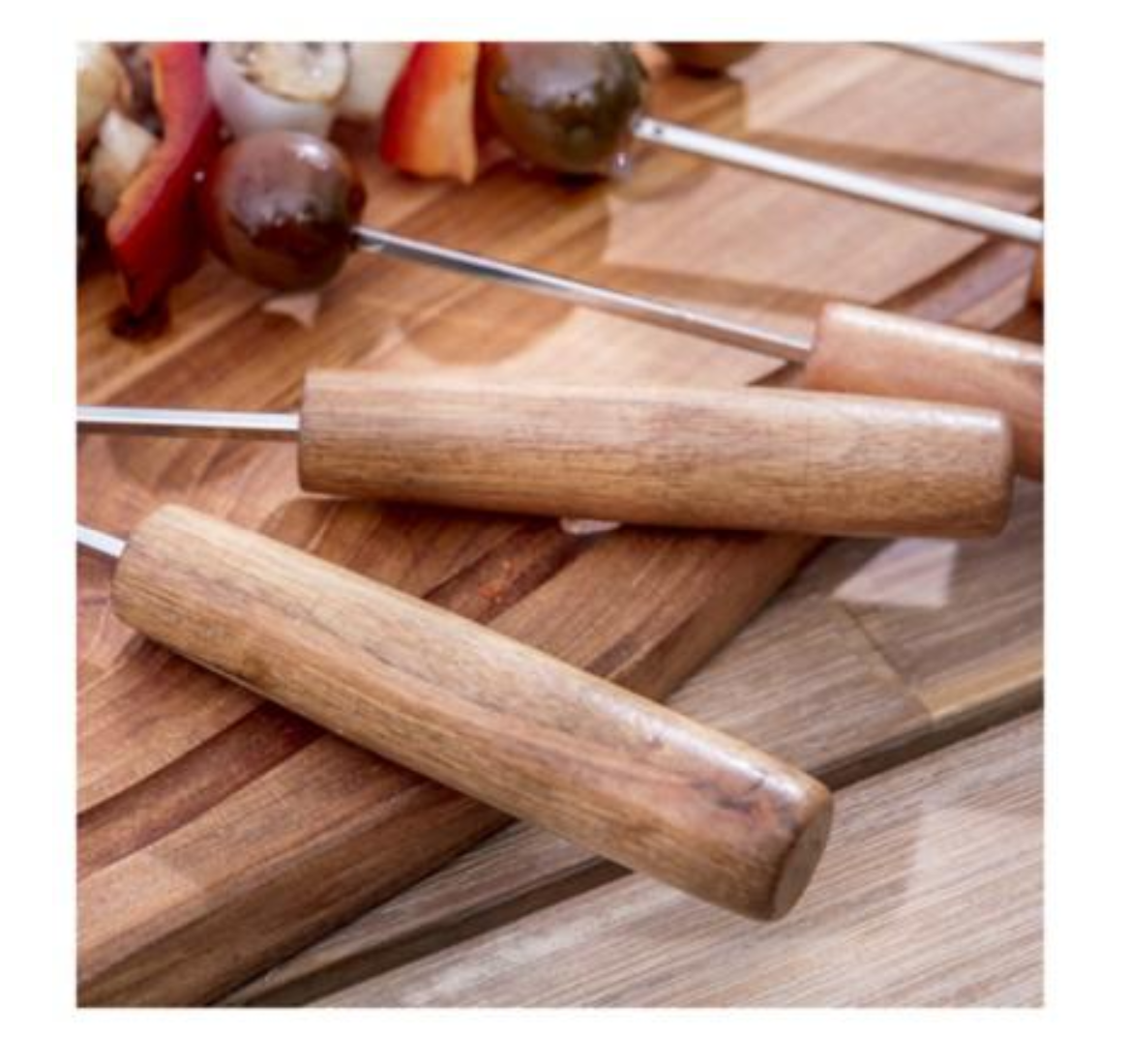 8 PC BBQ Kebab Skewer with Wooden Handle Set