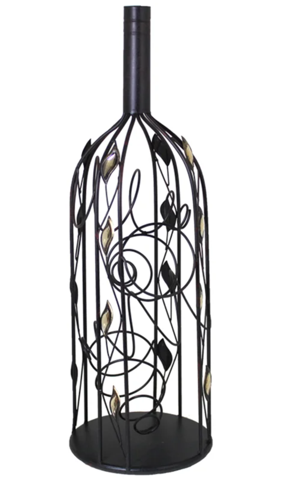 Essential Decor and Beyond Metal Wine Rack with Leaf Patterned
