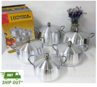 10 PC Aluminum Cooking Pot Set