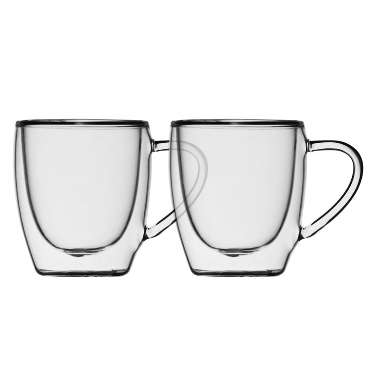 2 PC Double Walled Glass Coffee Mugs