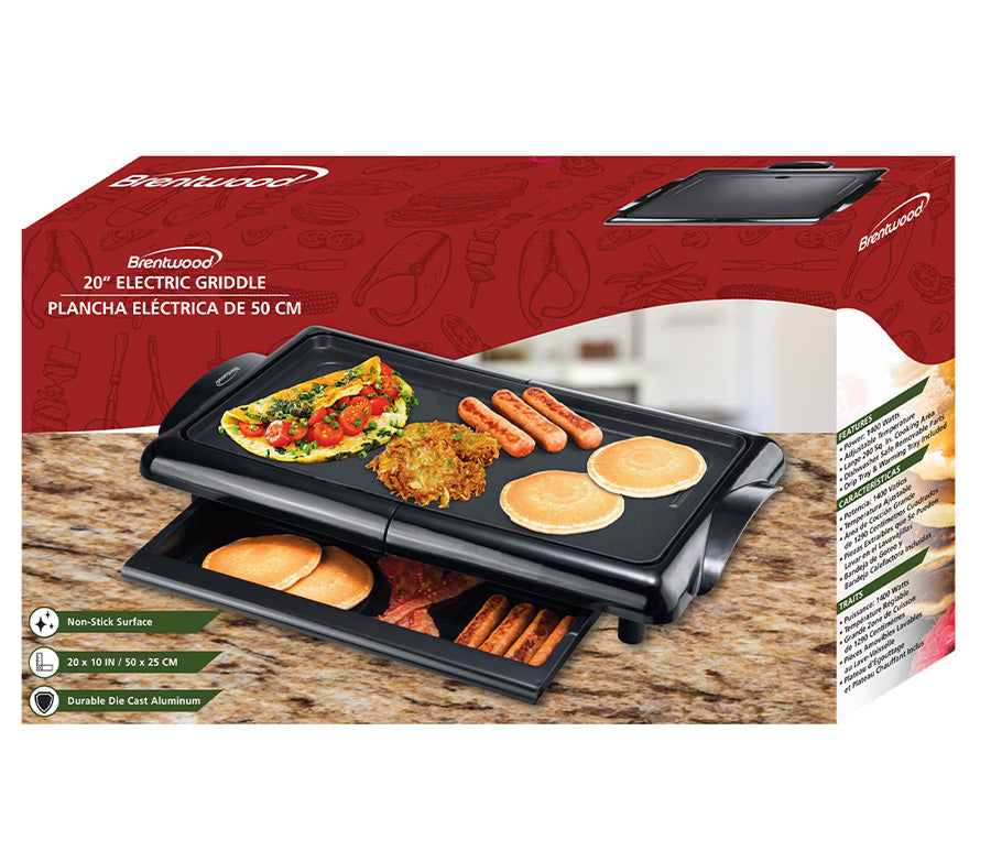 20" Non-Stick Electric Griddle with Drip Pan