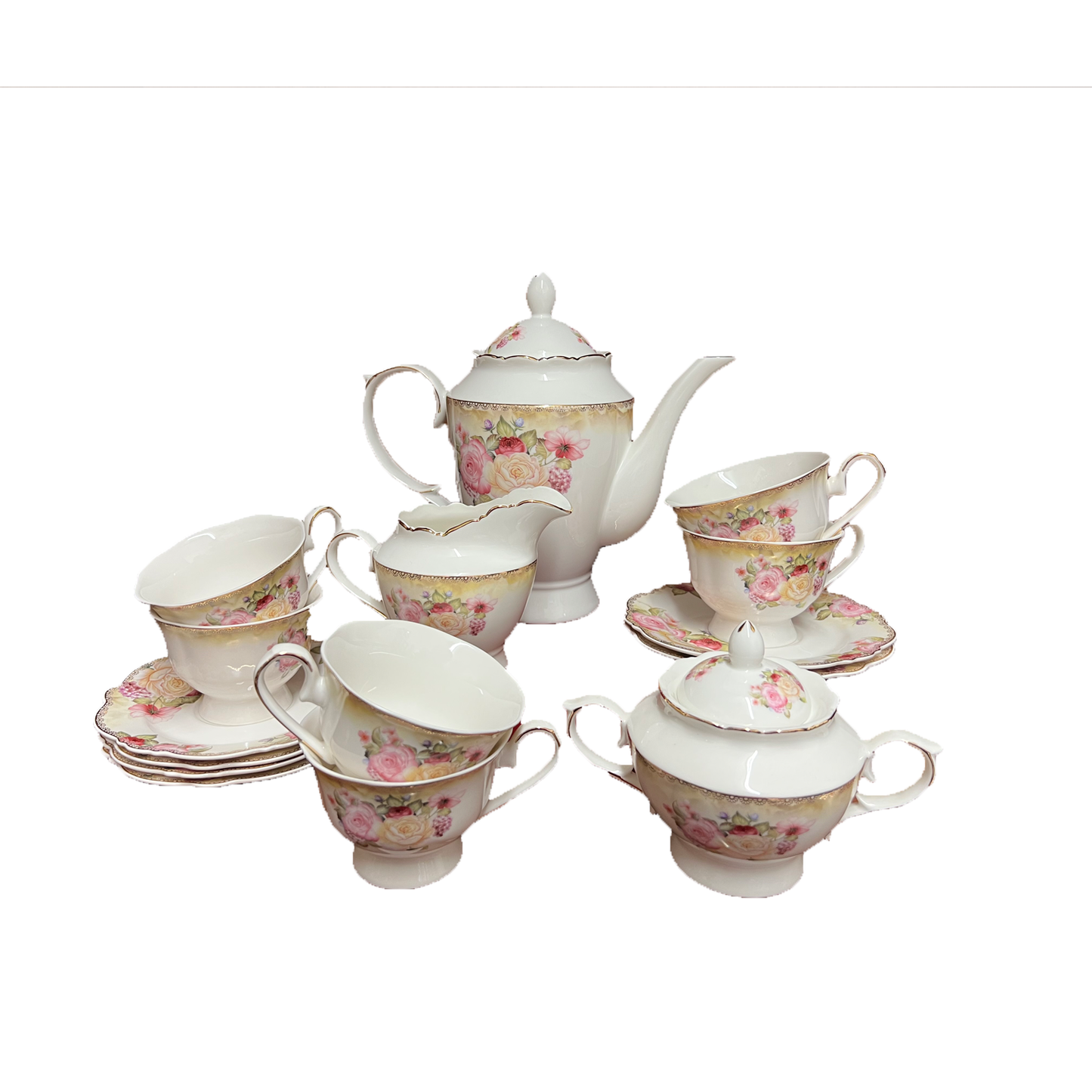 17 PC British Floral Tea Set