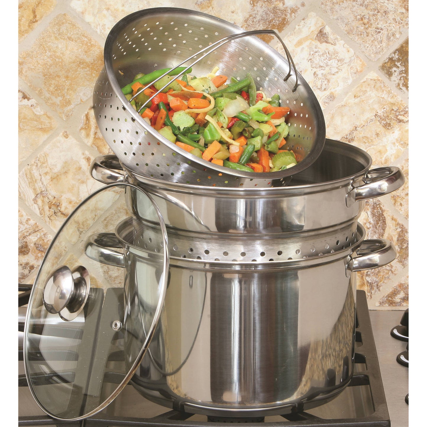 8 QT Stainless Steel 2 Tier Layer Steamer