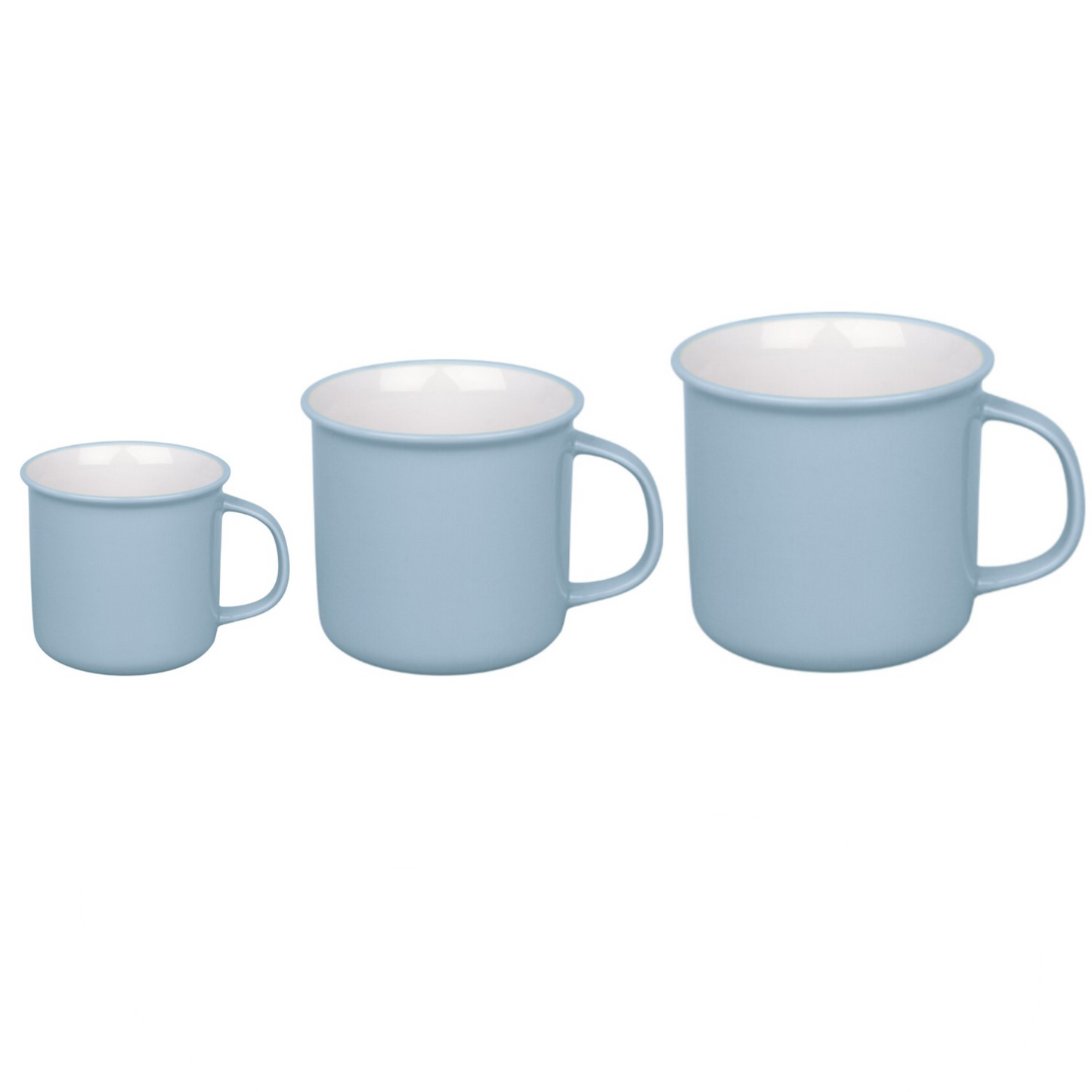 3 PC Baby Blue Enamel Coffee Mug Set
